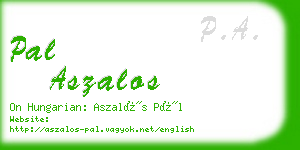 pal aszalos business card